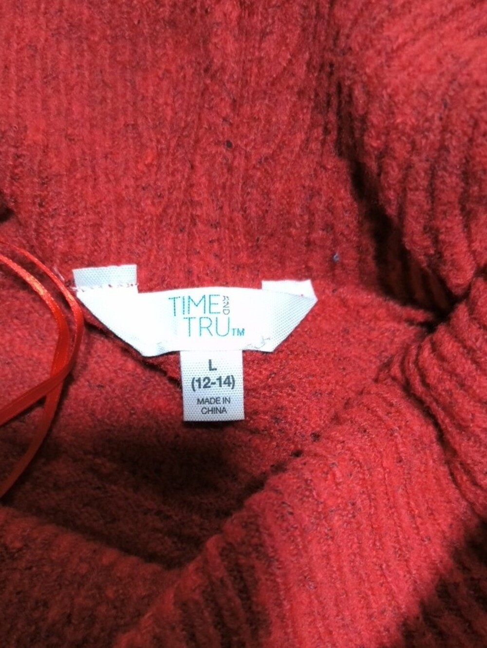 Time and Tru Red Cowlneck Sweater - Picture 2 of 4